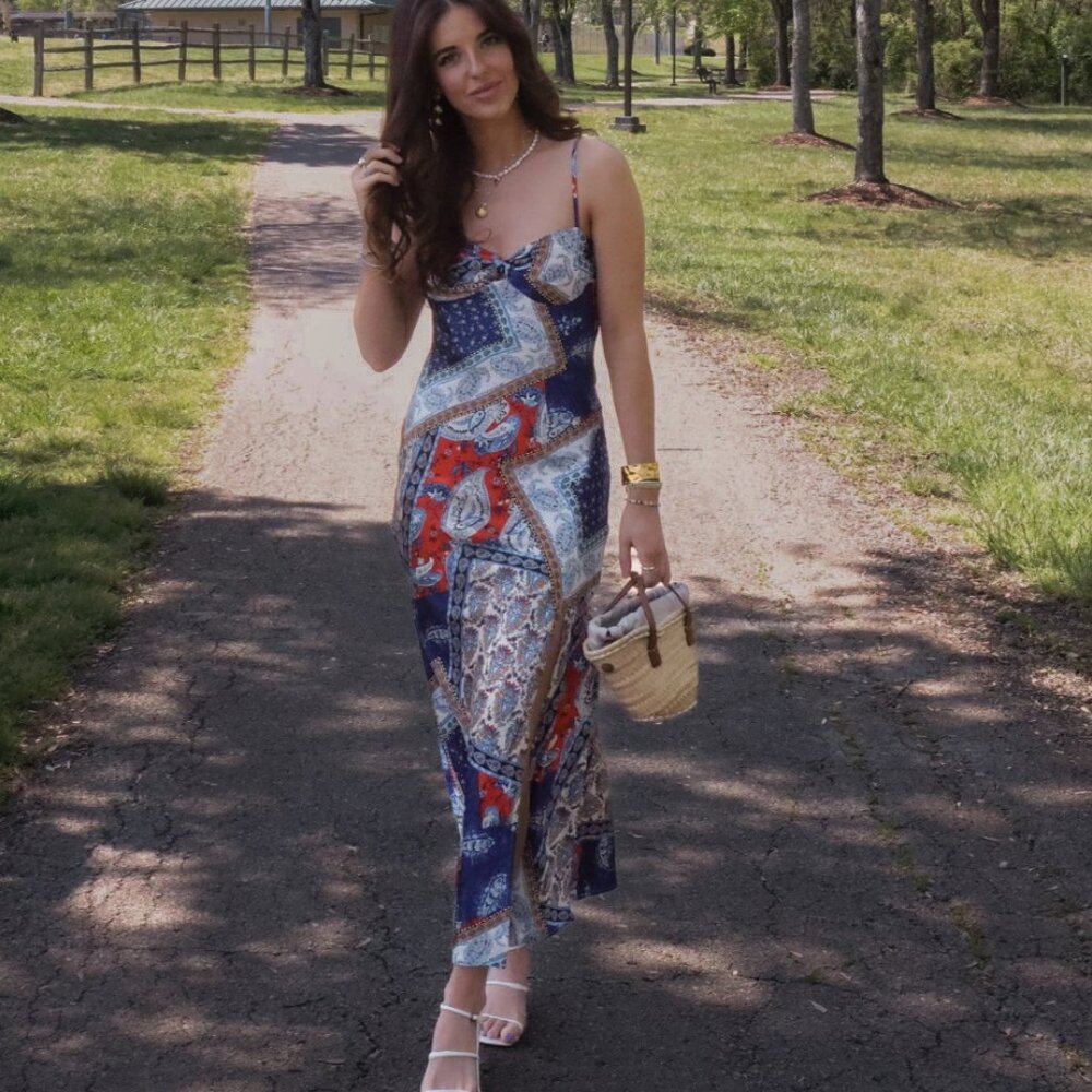 Paisley Print Cut Out Dress